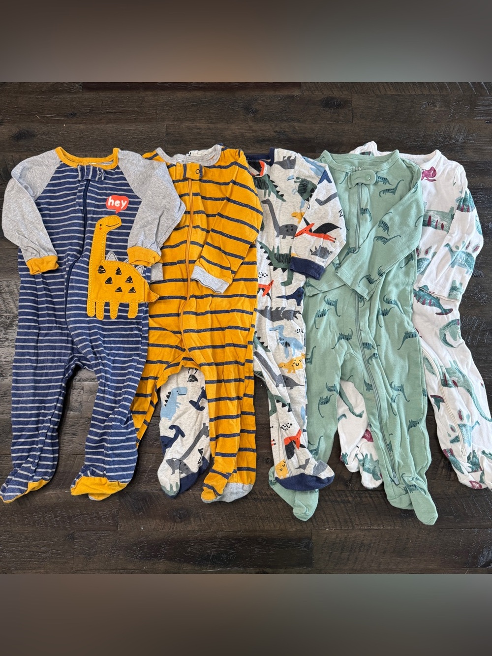 6-9m/9m Baby Boy Dinosaur Zipper Footed Cotton Pajamas Lot | Gerber & Carter’s